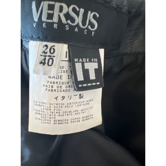 Versus Versace Black Leather Skirt With Side Slit - Picture 5 of 5